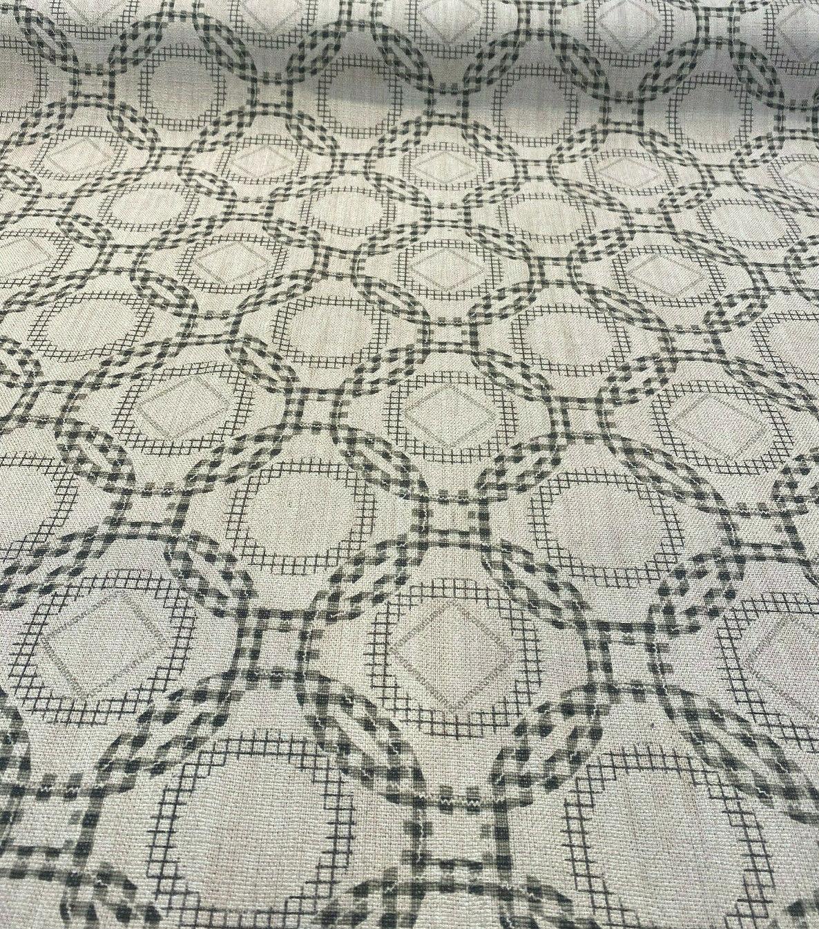 1 Yard Stylish Check Around Graphite Linen Blend Upholstery Drapery Fabric 54 inch Width