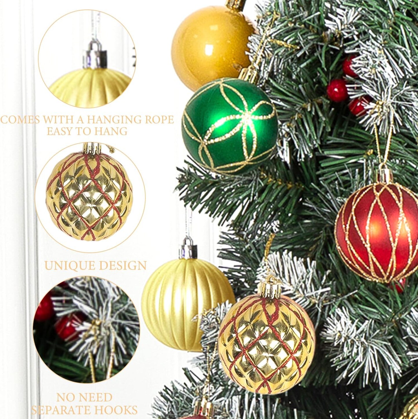 30ct Christmas Ball Ornaments (Red Green White)