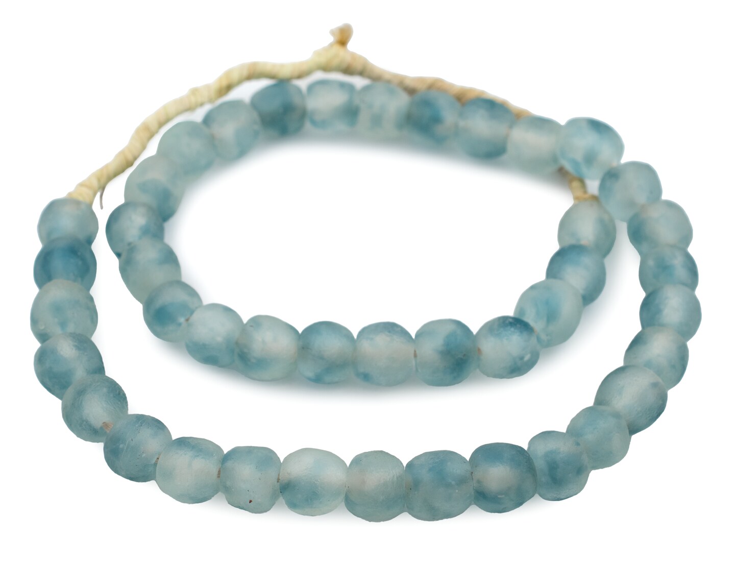 The Bead Chest African Recycled Glass Beads – Handmade in Ghana – Blue Wave Marine 14mm Strand for Jewelry Making, Crafts, and Home Decor I Approximately 42-45 Beads