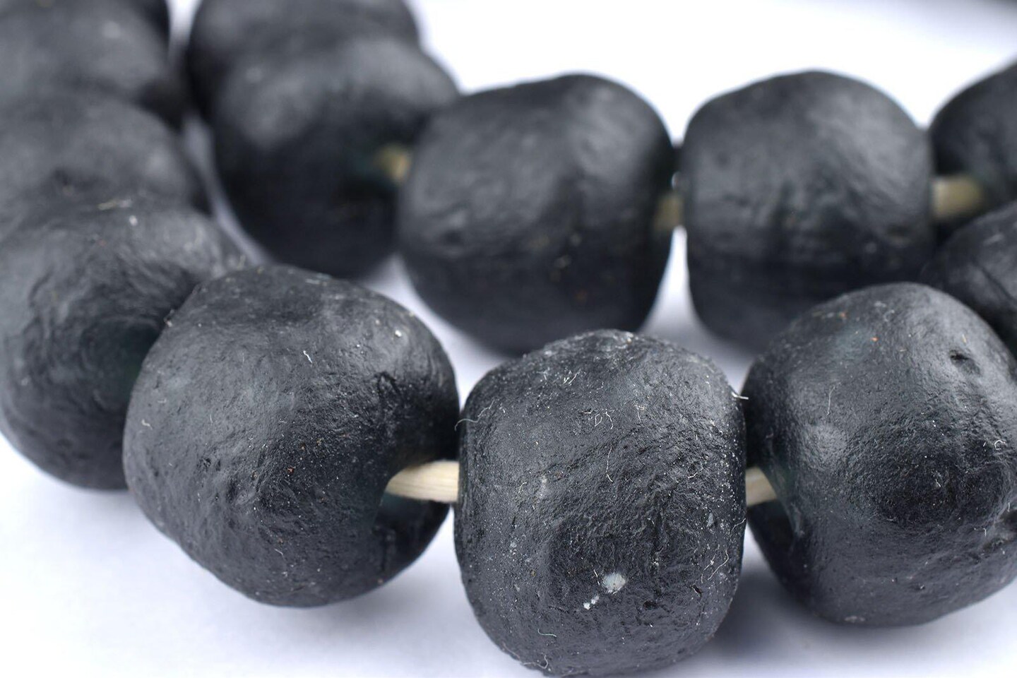 Jumbo Recycled Glass Beads, 21&#x2013;25mm &#x2013; African Sea Glass for Wall Hangings, Coffee Table Decor, Shelf Styling, and Home Accents &#x2013; (Black) &#x2013; The Bead Chest