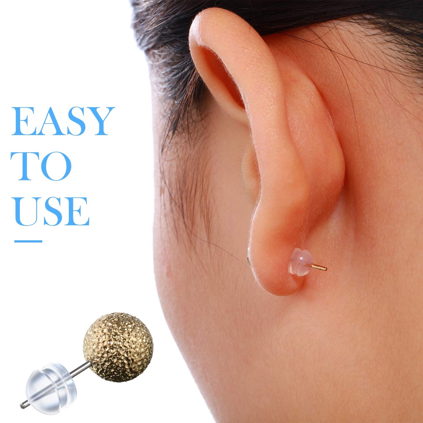 100 Pieces Clear Earring Backs Hamburger Shaped Safety Backs Secure Locking Silicone Earring Backs Stopper for Jewelry Accessories Supplies, 2 Sizes