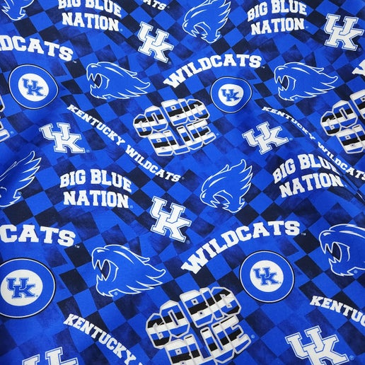 Licensed NCAA University of Kentucky Check Allover Cotton Fabric by the Yard