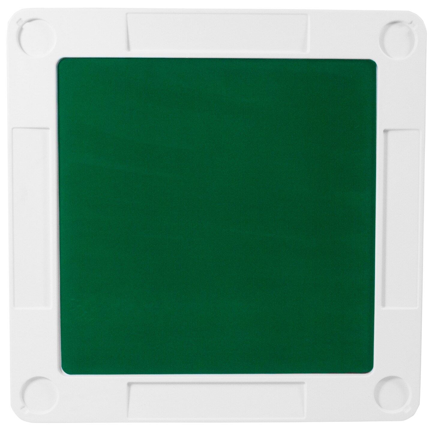 Emma and Oliver Tannin 34.5" Square White Folding Card Game Table for 4-Players with a Green Felt Playing Surface and Cup Holders
