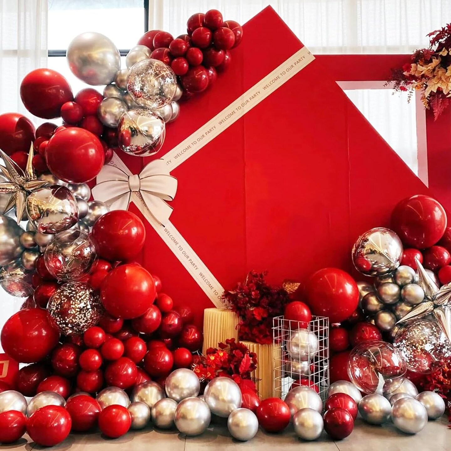 90pack Ruby Balloons Different Size 18/12/10/5 Inch Ruby Balloon Garland Arch Kit