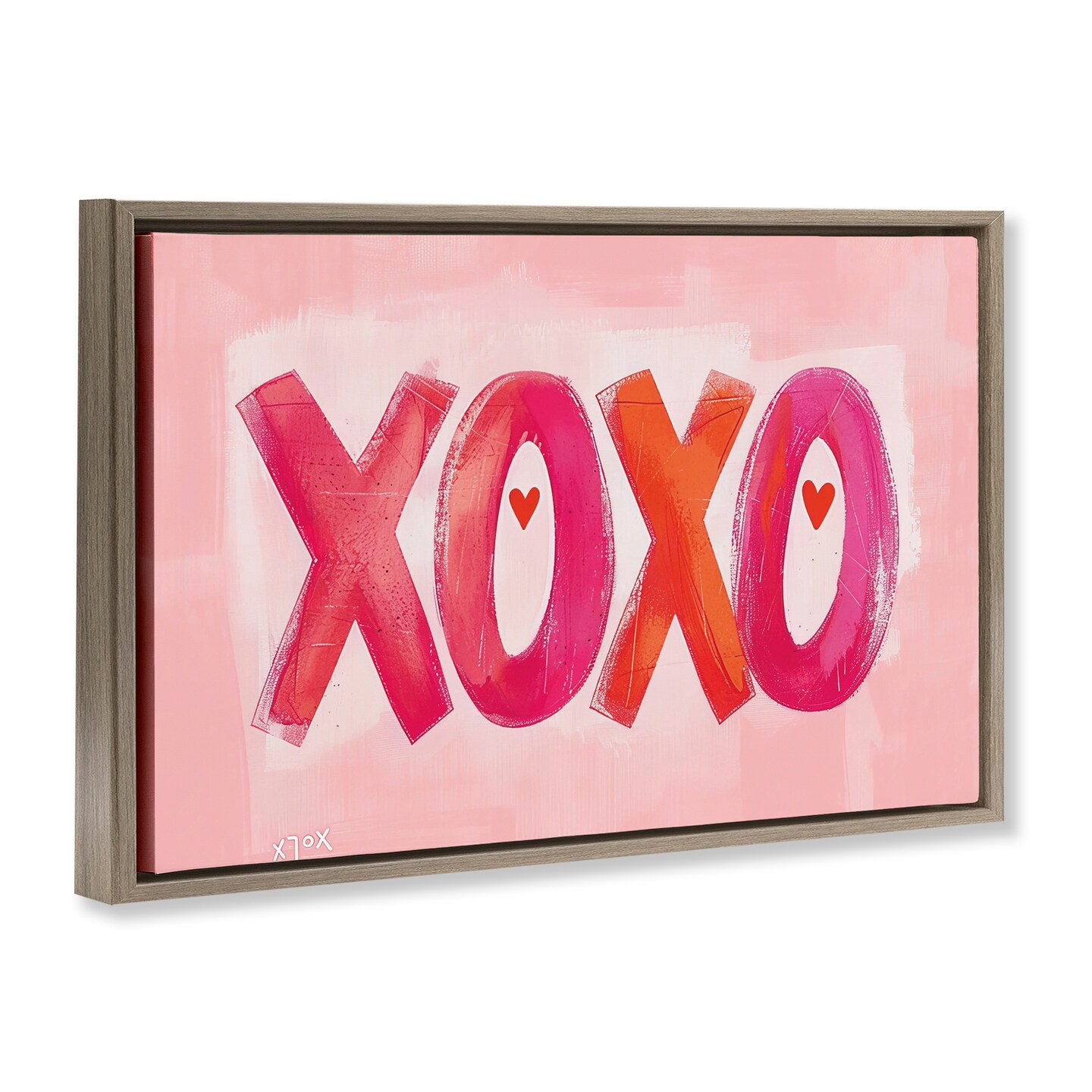 Stupell Industries Pink XOXO with Hearts Floating Frame Design by LSR Design Studio