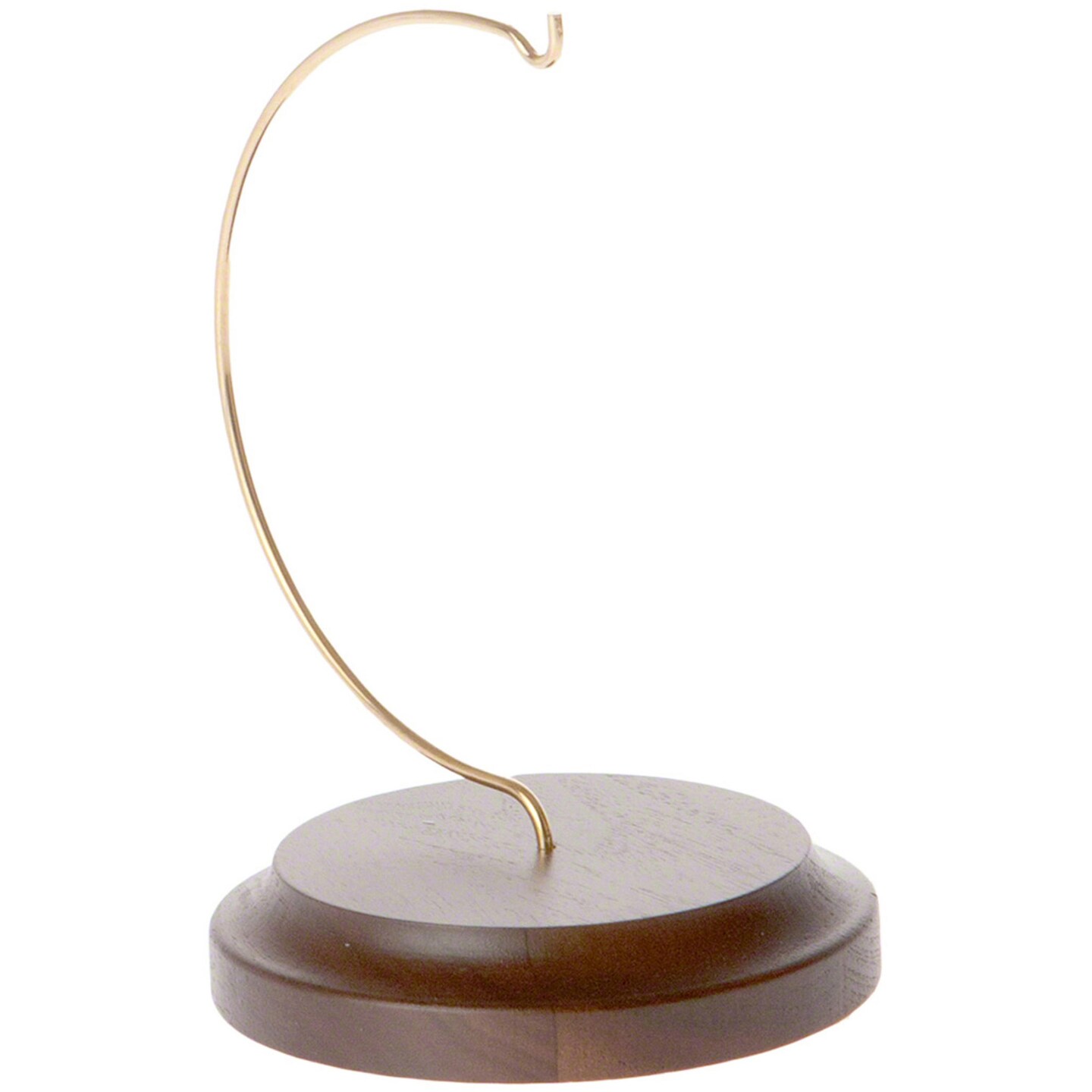 Plymor Wire Ornament Hanger Display with 3.75&#x22; Round Walnut Wood Base, 5.5&#x22; H