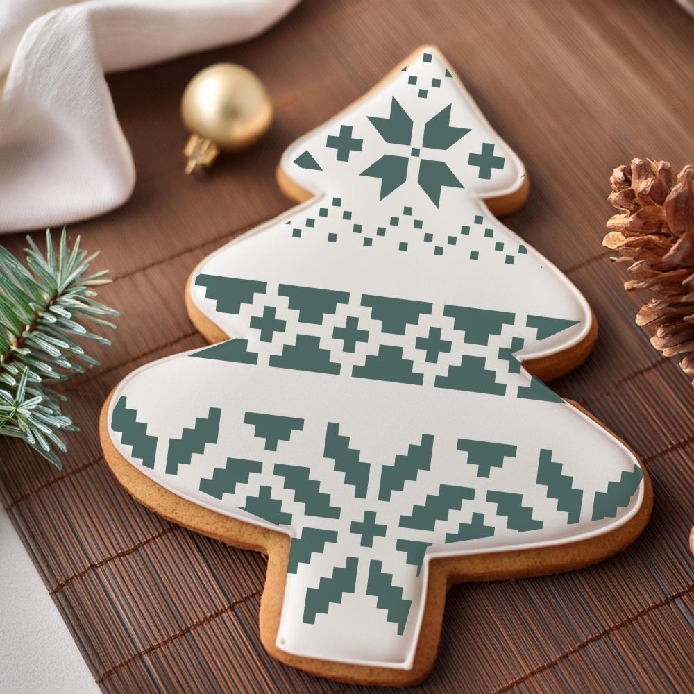 Fair Isle Pattern Cookie &#x26; Craft Stencil | CM030 by Designer Stencils | Cookie Decorating Tools | Baking Stencils for Royal Icing, Airbrush, Dusting Powder | Craft Stencils for Canvas, Paper, Wood | Reusable Food Grade Stencil