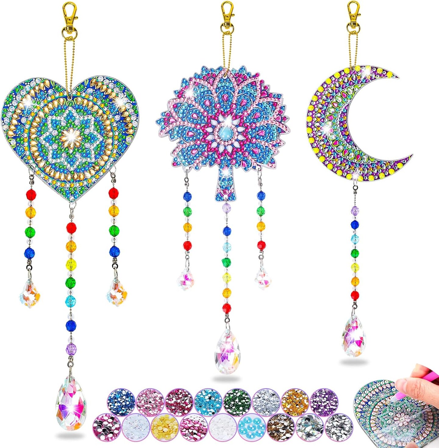 Summer Gift for 6-7-8-9-10 Yeal Old Girls Boys: Arts and Crafts for Kids Age 6-8-10-12 Diamond Art Wind Chimes Kit for Girl Toys Age 5-11 Present Sun Catcher DIY