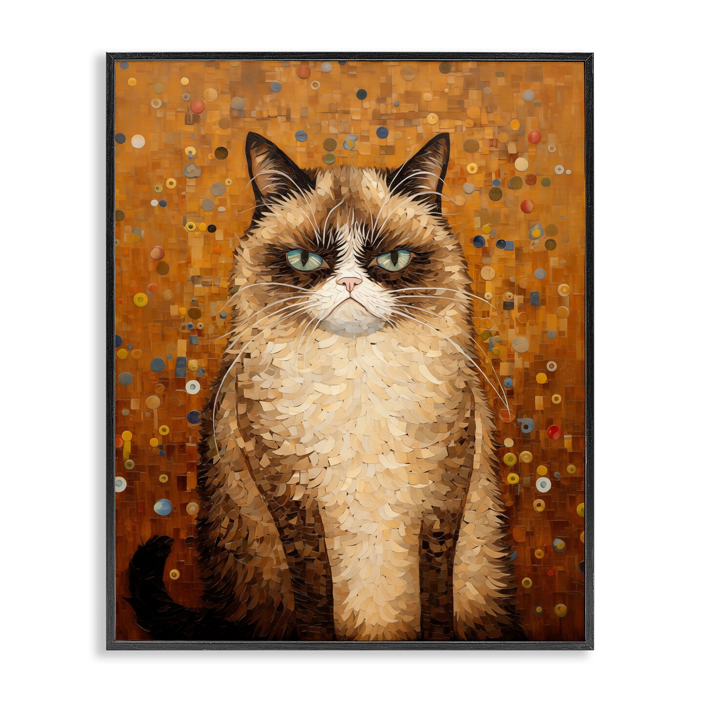 Stupell Industries Grumpy Klimt Cat Framed Giclee Design by