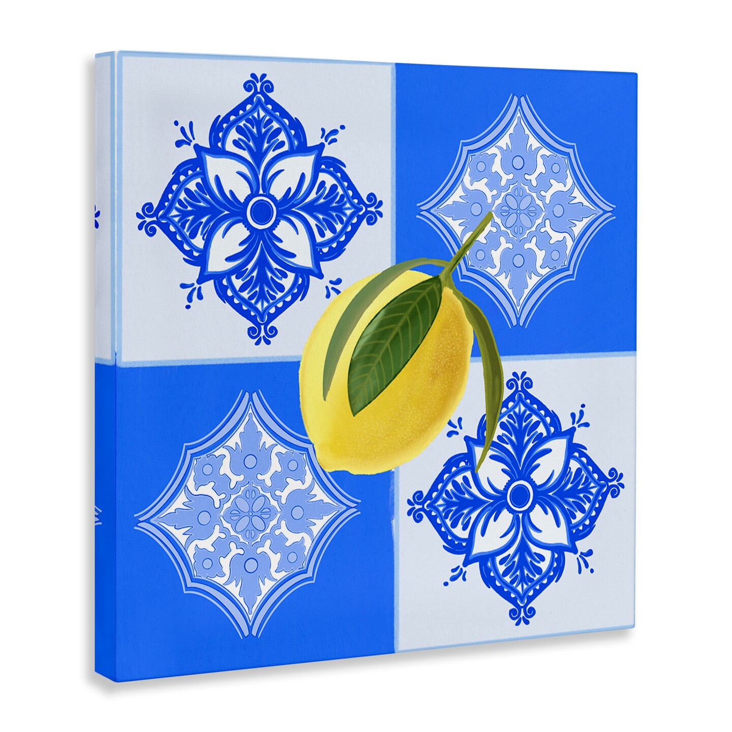 Stupell Industries Lemon over Geometric Tiles Canvas Design by Ashley Singleton