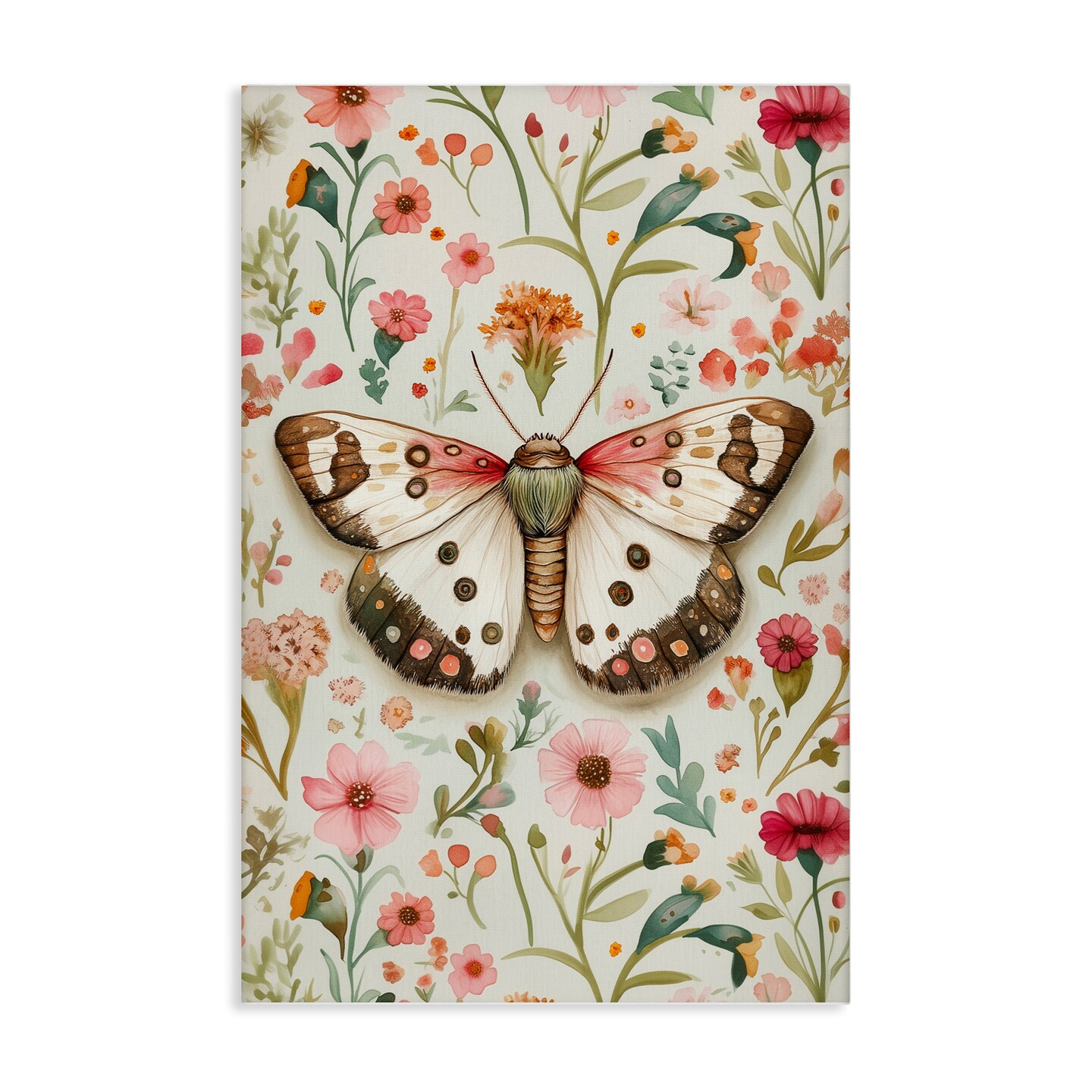 Stupell Industries Botanical Butterfly on Florals Canvas Design by The Dutch Lady