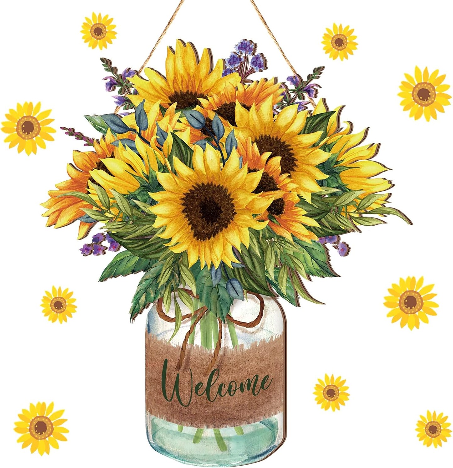 Welcome Sign Summer Door Sign Sunflower Wooden Farmhouse Home Sign Welcome Sign for Summer Front Door Porch Farmhouse Outdoor Home Ornaments