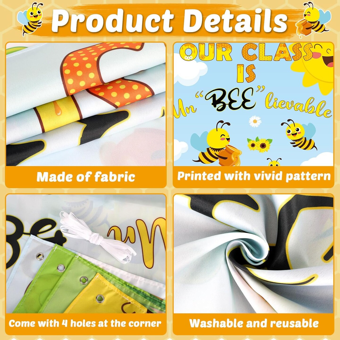 Classroom Door Cover Decoration Our Class ls Un" Bee" Lievable Summer Door Banner Bee Sunflowers Porch Backdrop Sign for School Baby Shower Easter Door Indoor Outdoor Wall Window Decor