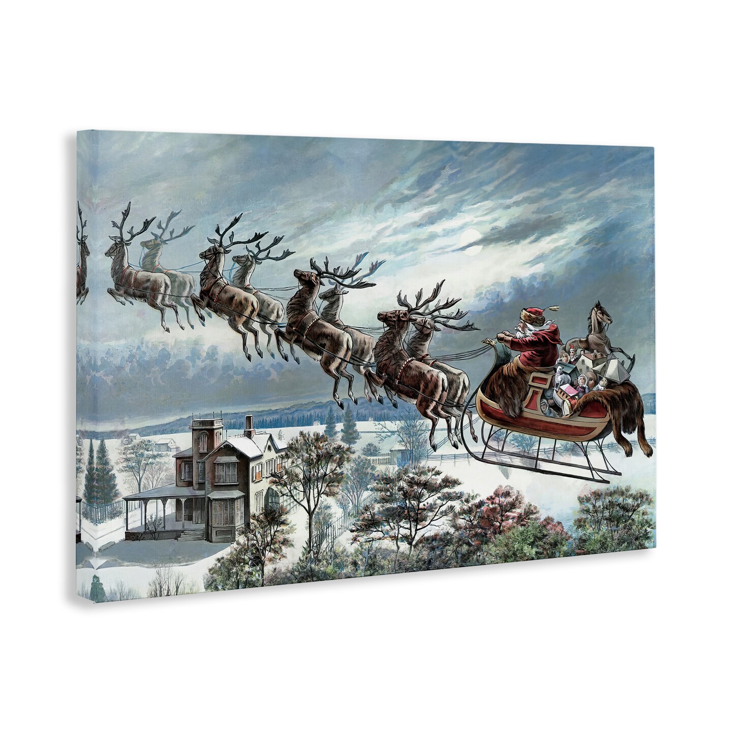 Stupell Industries Santa&#x27;s Sleigh over Town Canvas Design by Arlington Prints