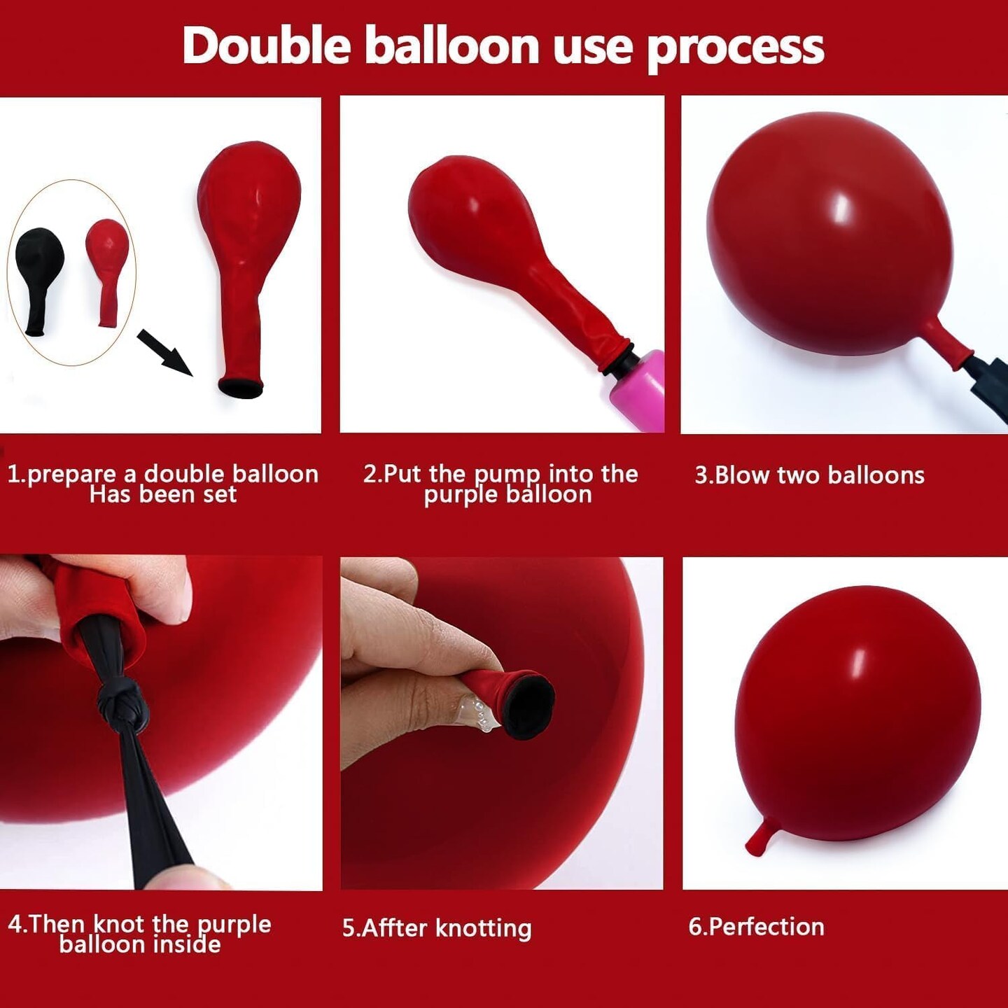 Red White Balloon Garland Dark Red Double Stuffed Balloons Arch Kit
