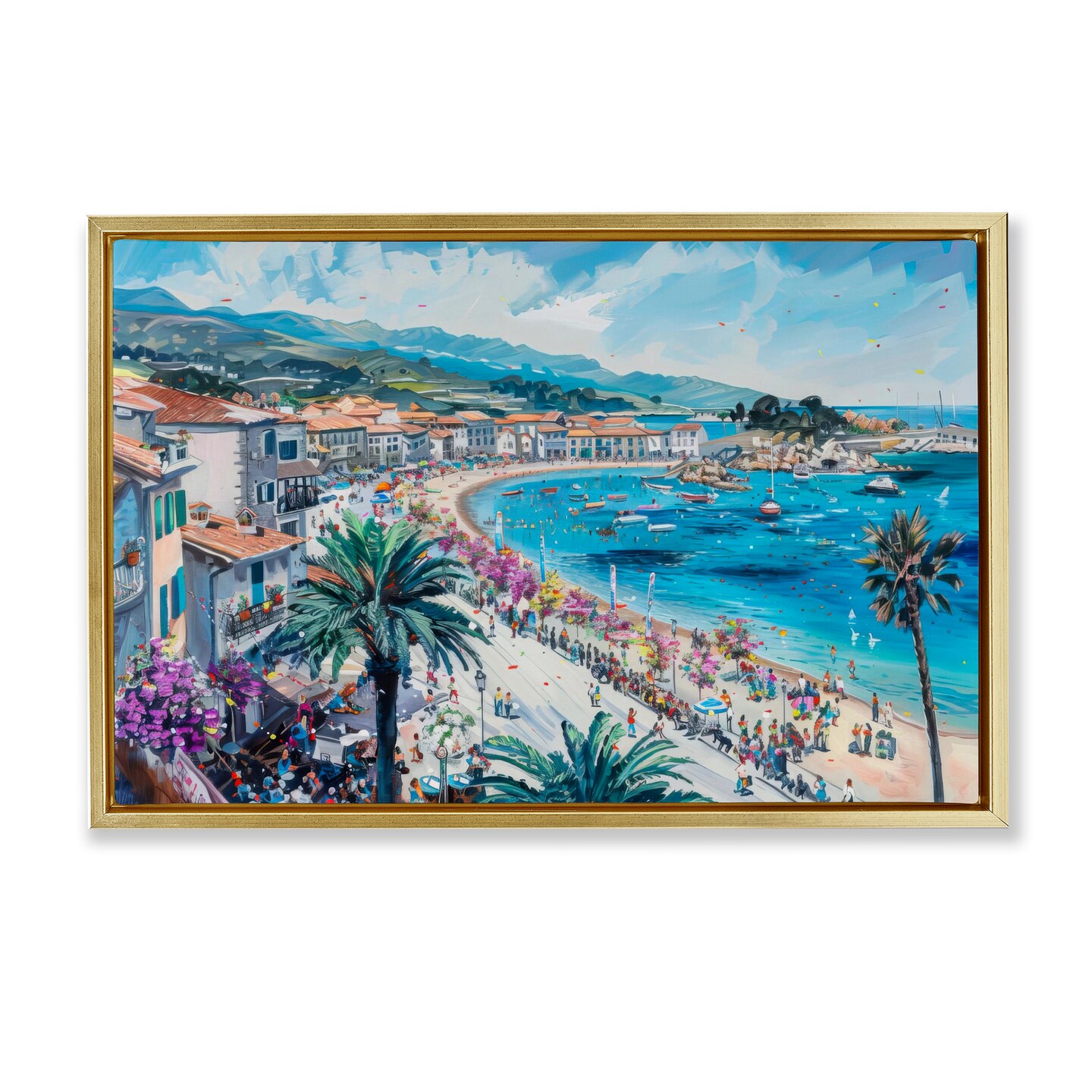 Stupell Industries Busy Summer Beach Town Floating Frame Design by LSR ...