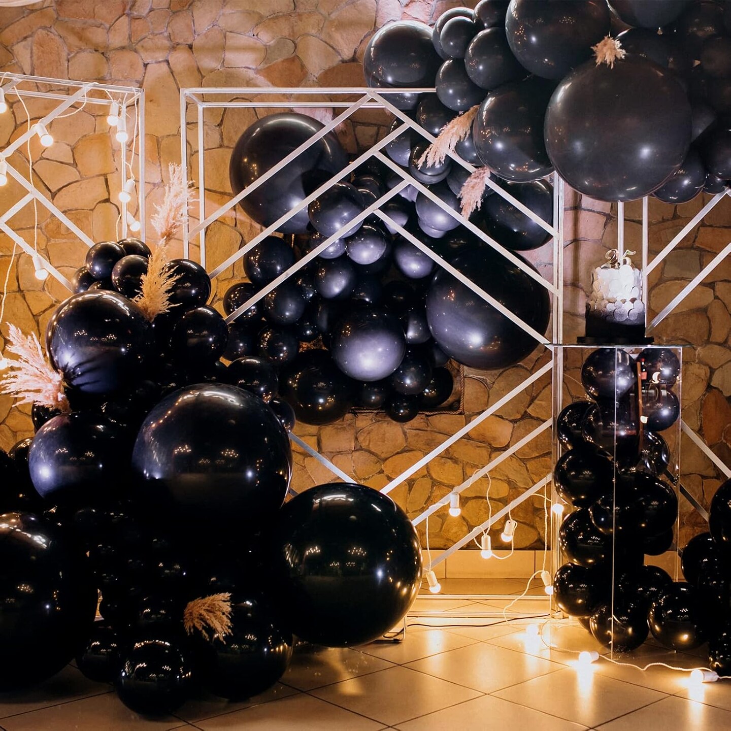Black Balloons for Balloon Arch 129pcs Different Sizes Pack of 18 12 10 5 Inch Garland Kit, Latex Balloons for Birthday Party Decorations