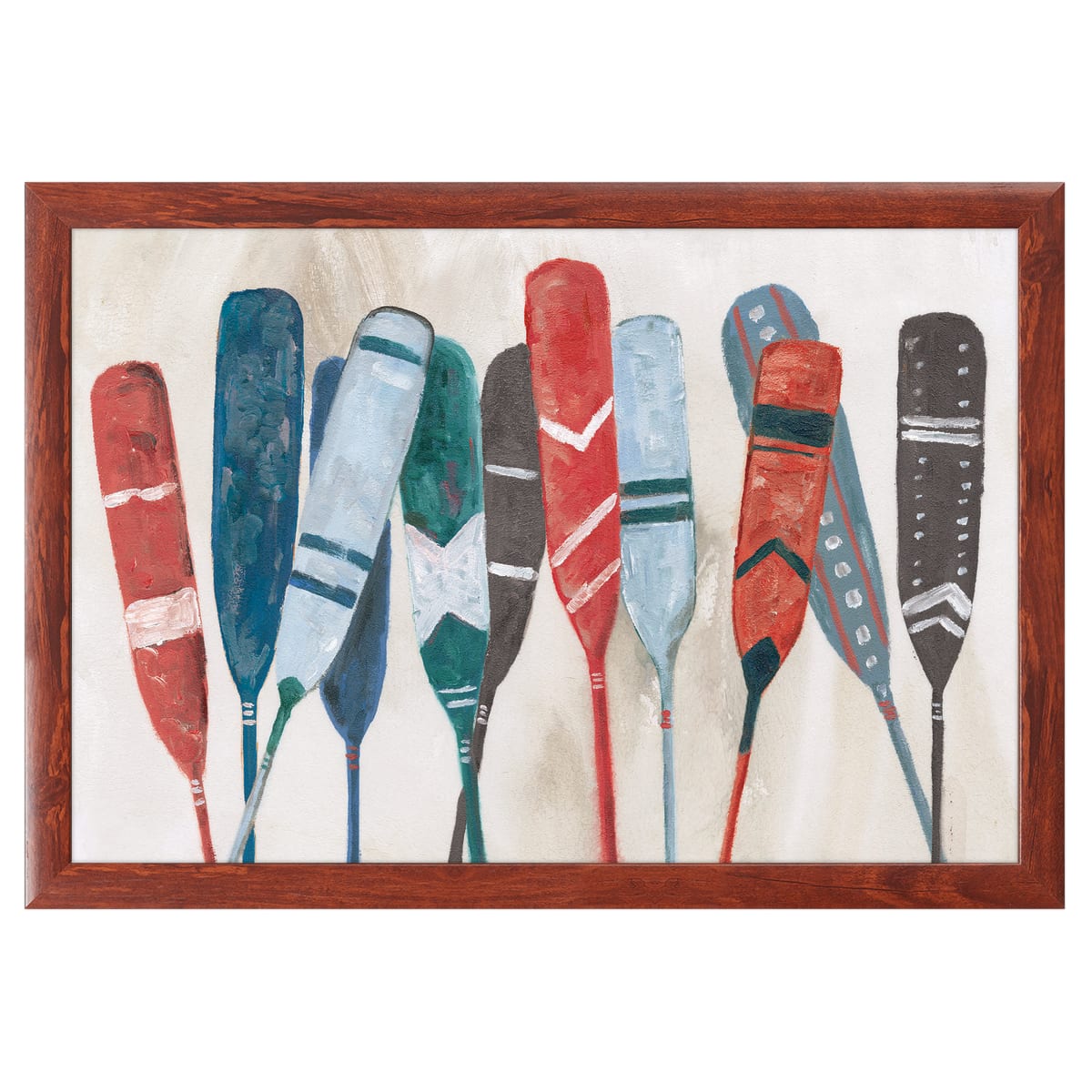 12" x 18" Pattern Paddles Framed Wall Art, Contemporary Coastal Home Décor, Plexiglass Facing and Hanging Hardware Included