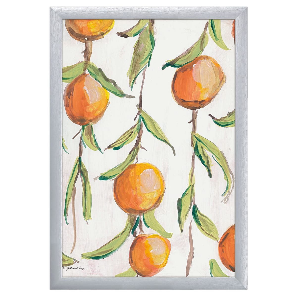 12" x 16" Orange Branch Framed Wall Art, Contemporary Kitchen Home Décor, Glass Facing and Hanging Hardware Included