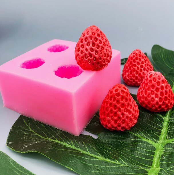 Strawberry Silicone Candy Mold – 4 Cavity Fruit Chocolate Mold