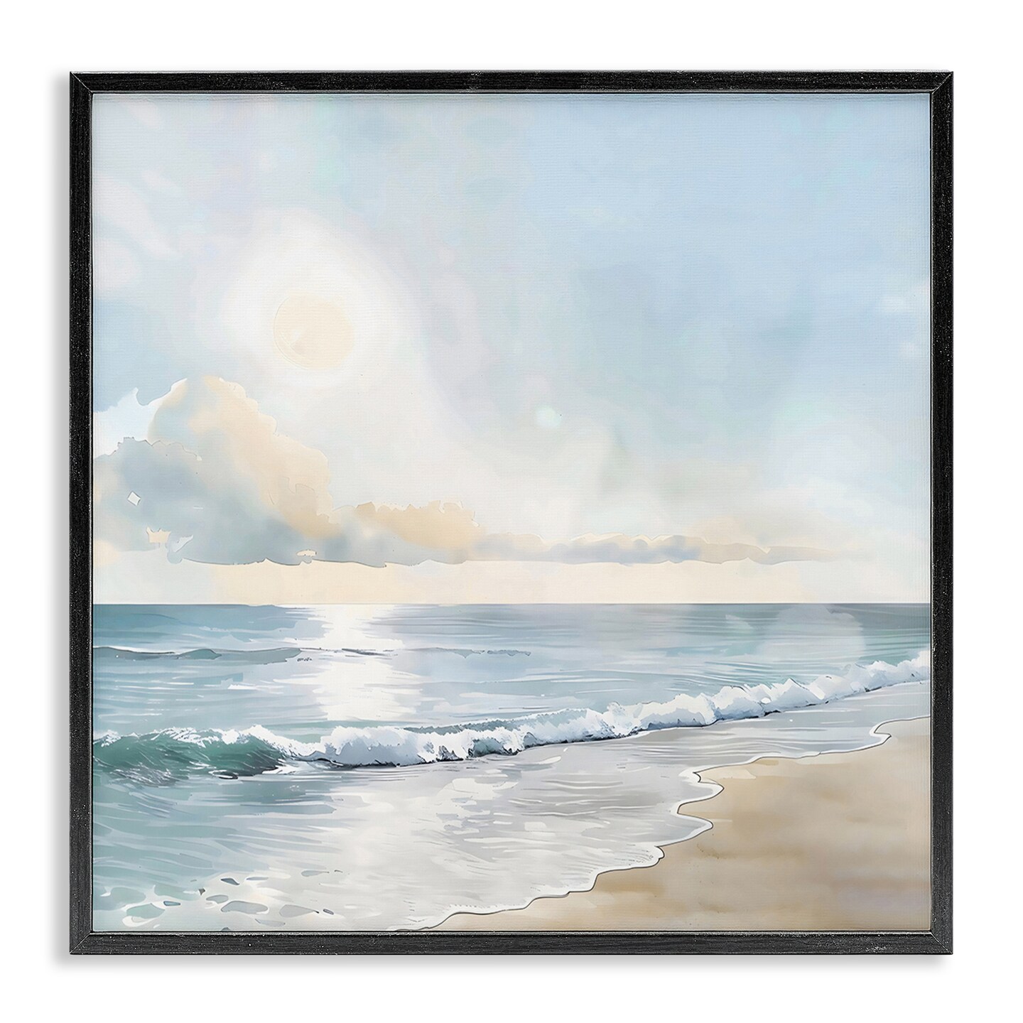 Stupell Industries Blue Seascape Beach Framed Giclee By LSR Creative Studio