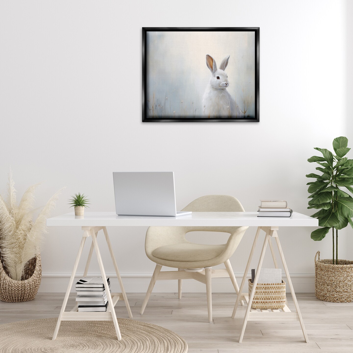 Stupell Industries Serene White Rabbit Floating Frame By Arlington Prints