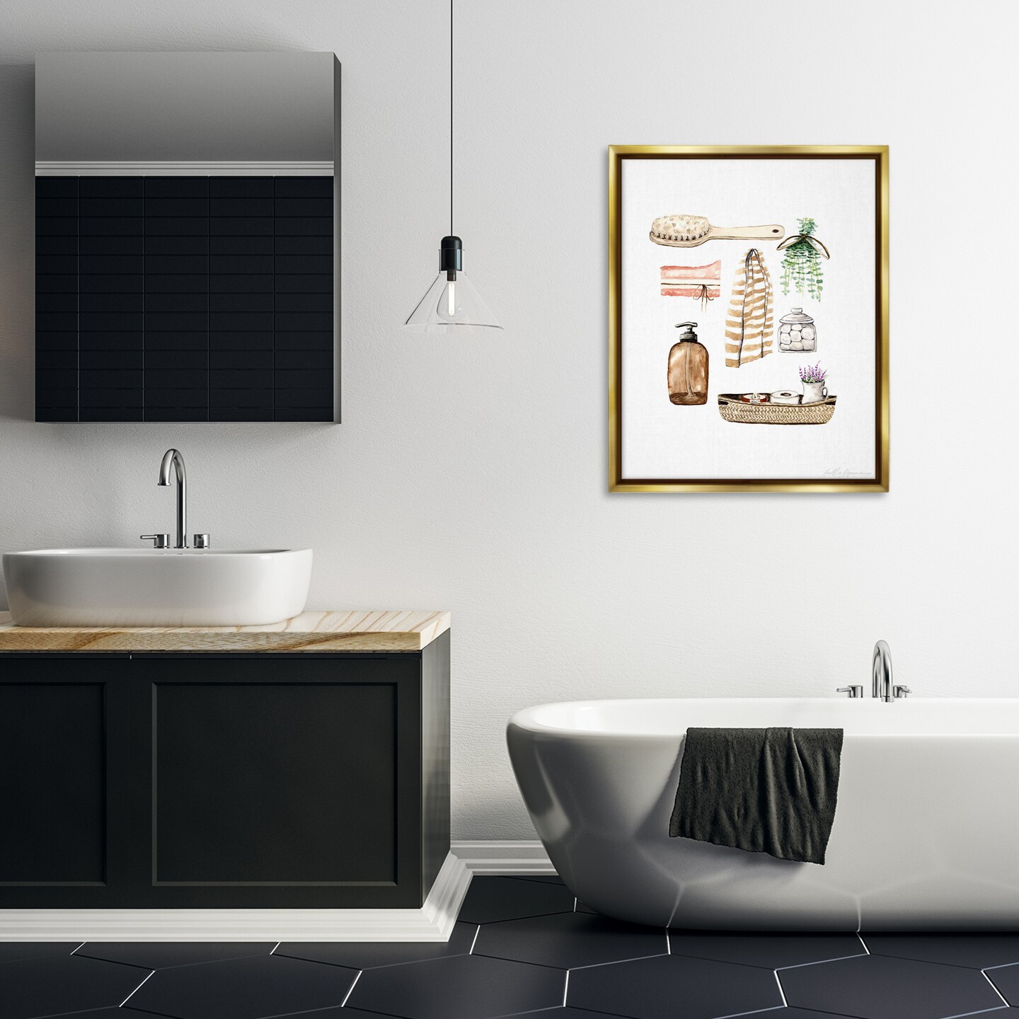 Stupell Industries Bathroom Goods Chart Floating Frame By Heather Desormeaux