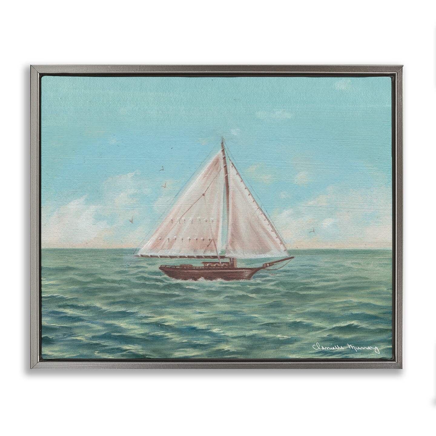 Stupell Industries Green Toned Classic Sailboat Floating Frame By ...