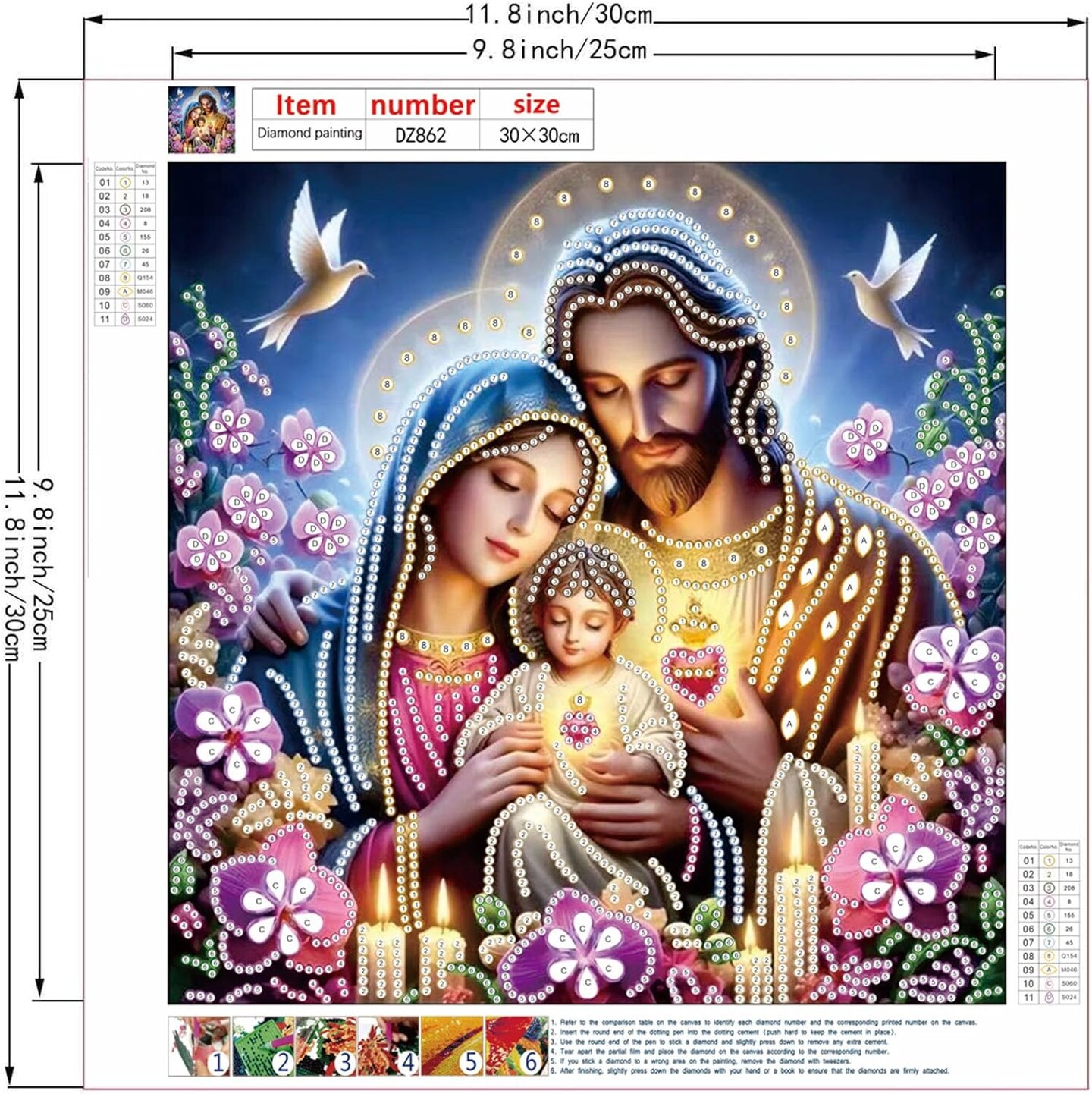 5D Diamond Painting Kits for Adults,Jesus Family Special Shape Diamond Art Kits (12×12inch)