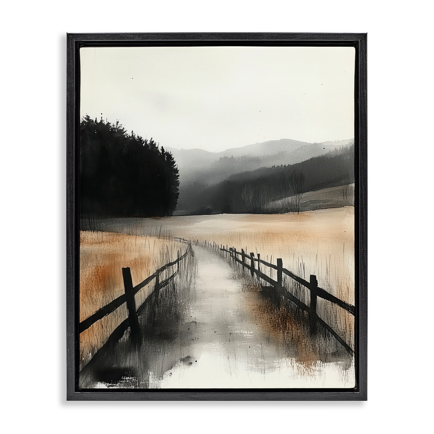 Stupell Industries Sepia Countryside Path Floating Frame By Annabelle Hall