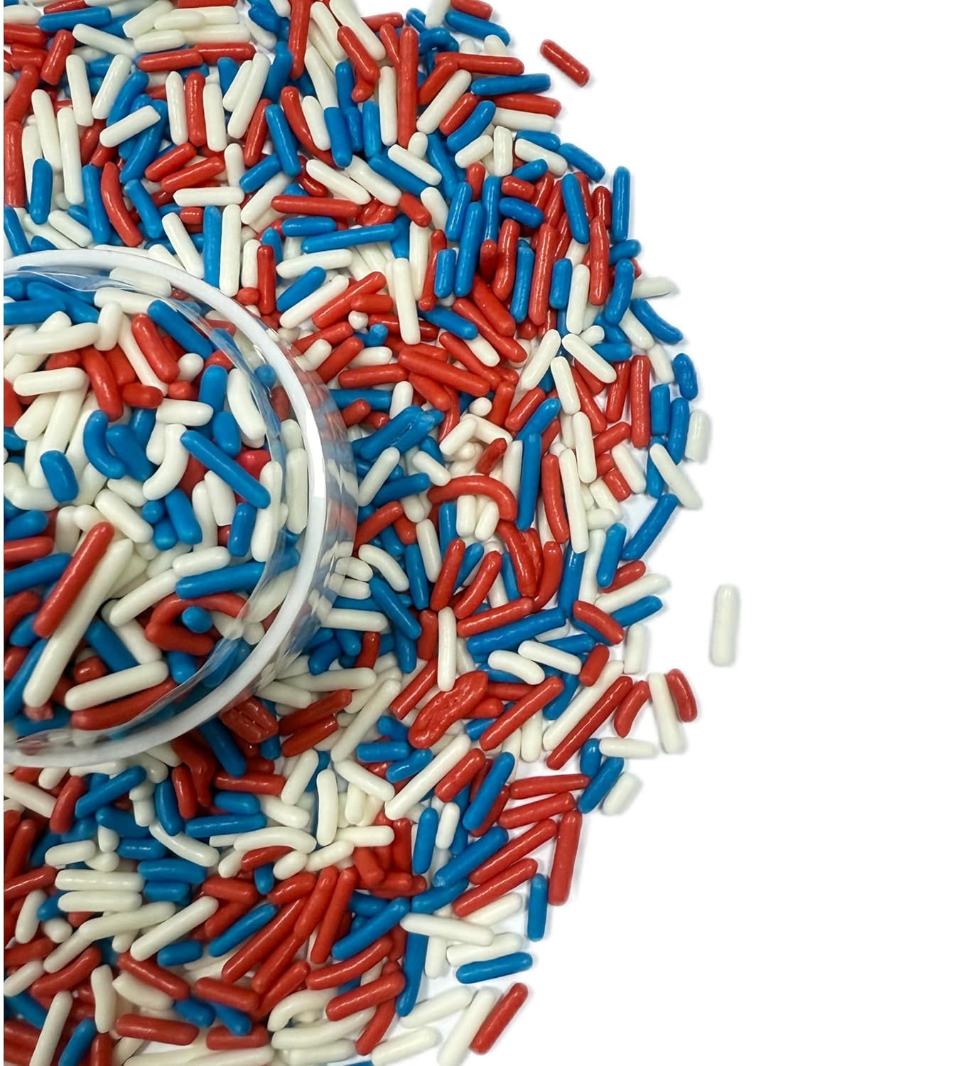 Patriotic 4th of July Edible Jimmies - 2.75oz Red White and Blue Sugar Sprinkles, Festive Baking Decorations for Cupcakes, Cookies, Ice Cream & Macarons, Independence Day & Memorial Day Dessert Toppings (80g)