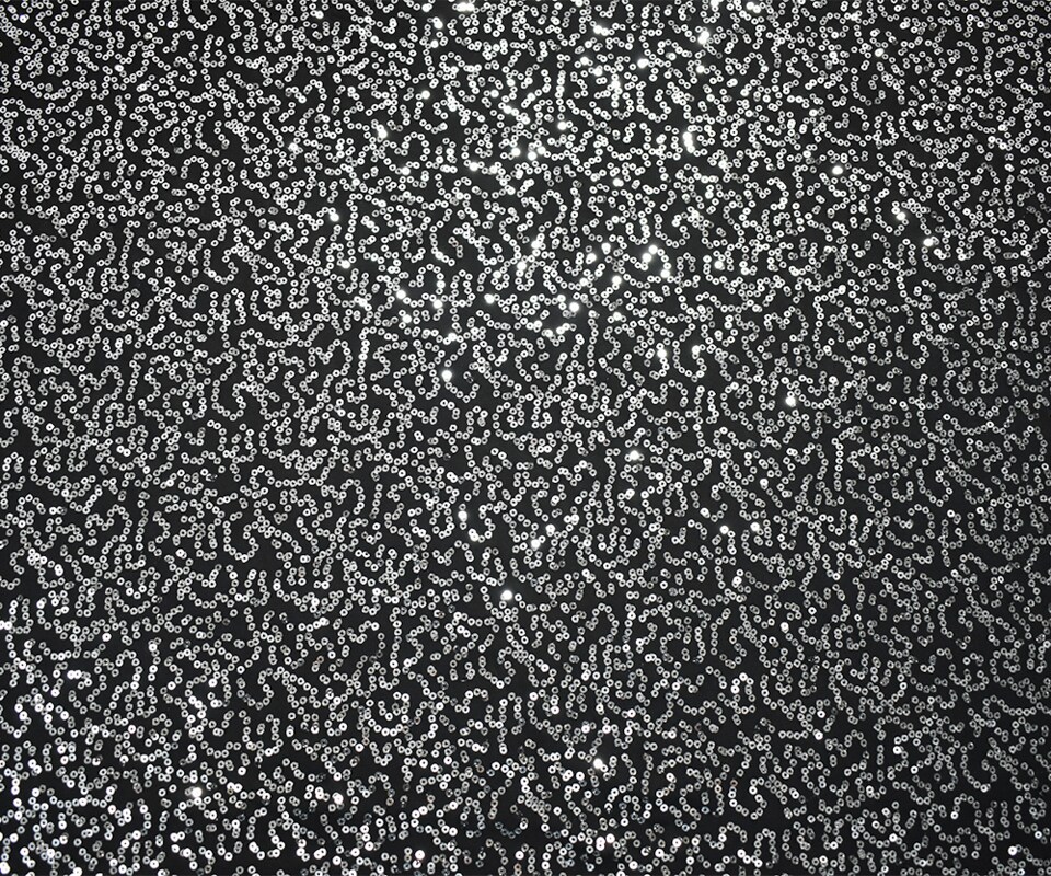 Black-Silver Coral Sequin Pattern Stretch Spandex Knit Fabric By the Yard