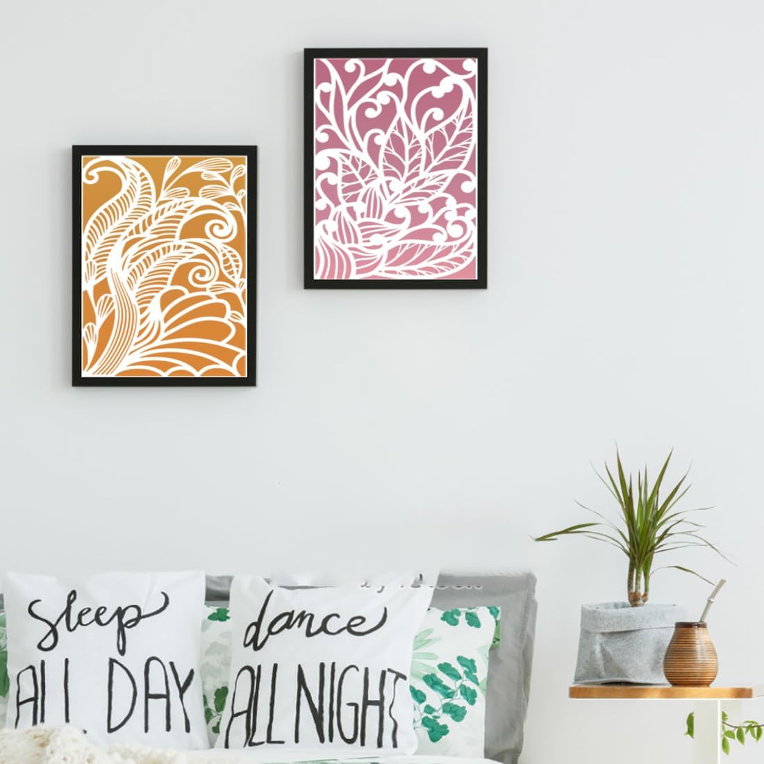 9PCS Floral Texture Stencils Set – 11.8x7.8 Inch Reusable Mylar Leaf & Tree Painting Templates for Wood, Furniture, Canvas, Paper & DIY Crafts