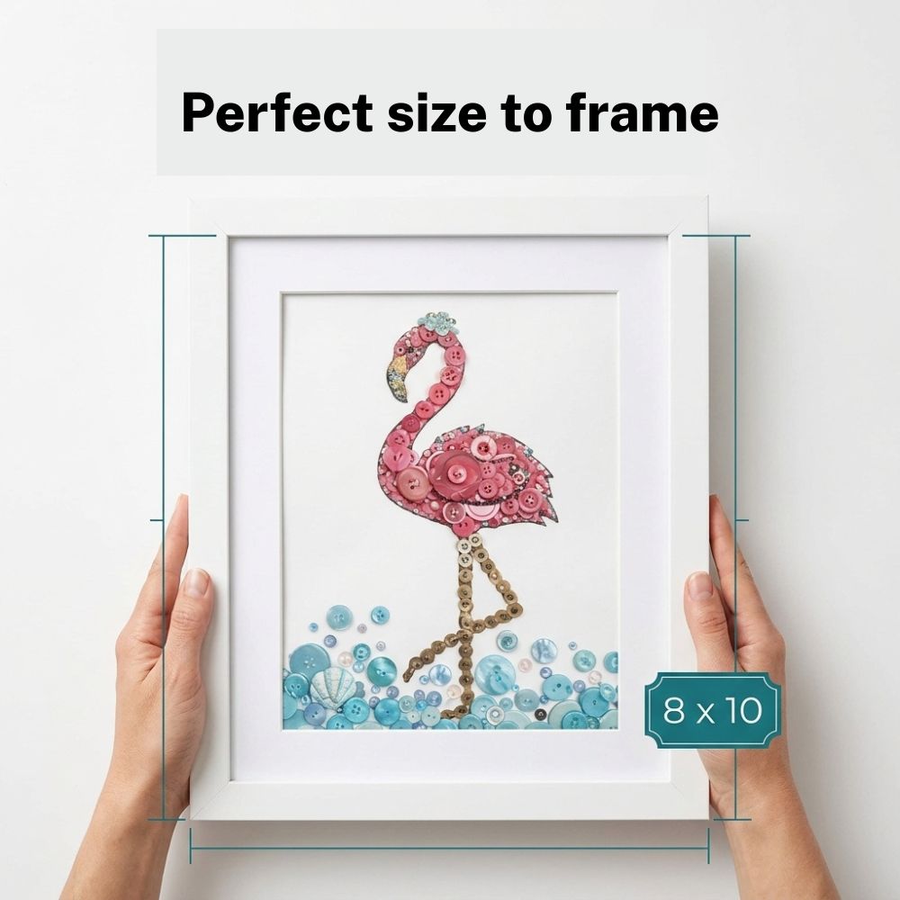 Flamingo Embellishment Bundle – Pink Buttons, Turquoise Accents, Crystals, Gems & Sequins – DIY Craft Kit for 8x10 Canvas Art