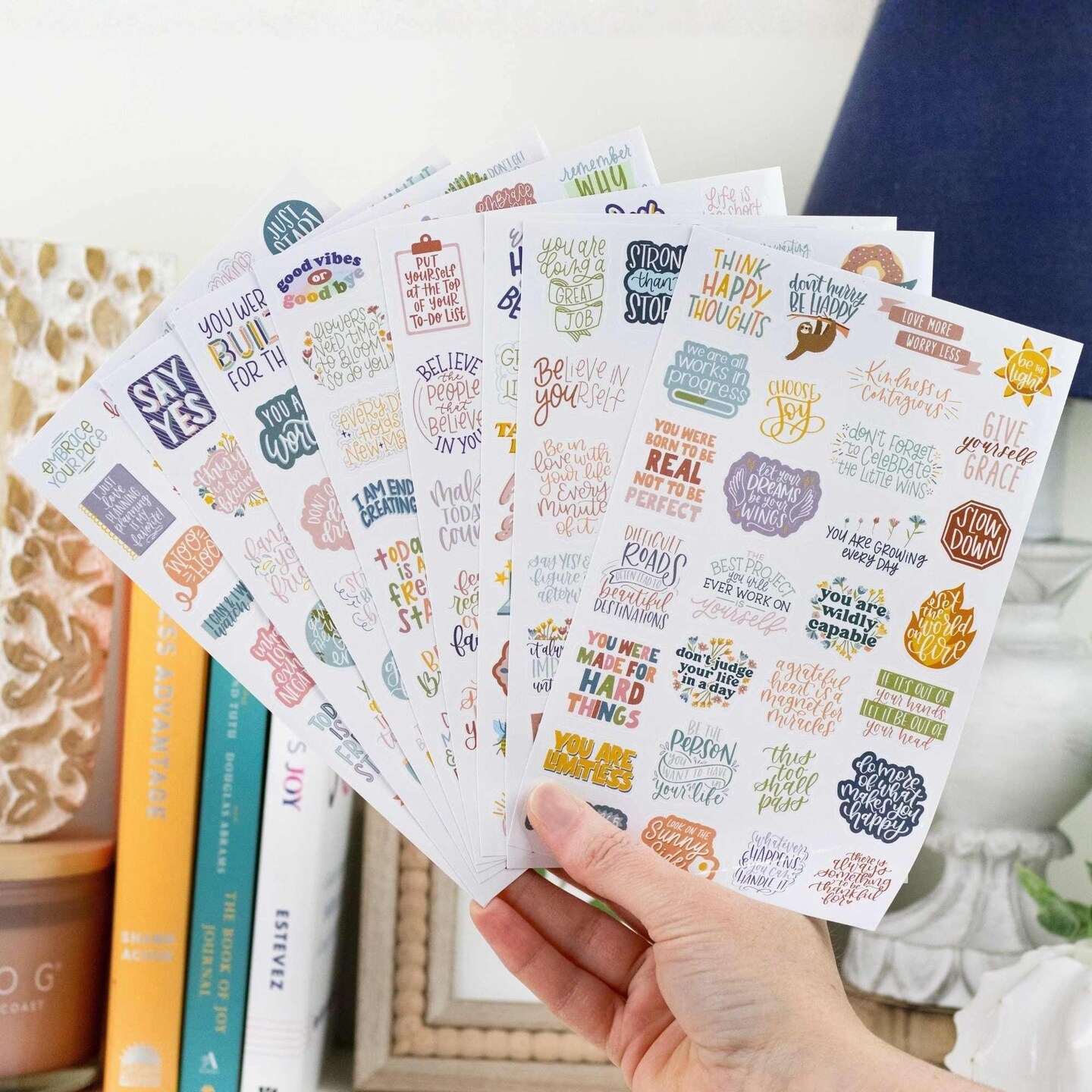 bloom daily planners Inspirational Quote Planner Stickers, 8 Sheets (200+ Stickers) | Cool Tones