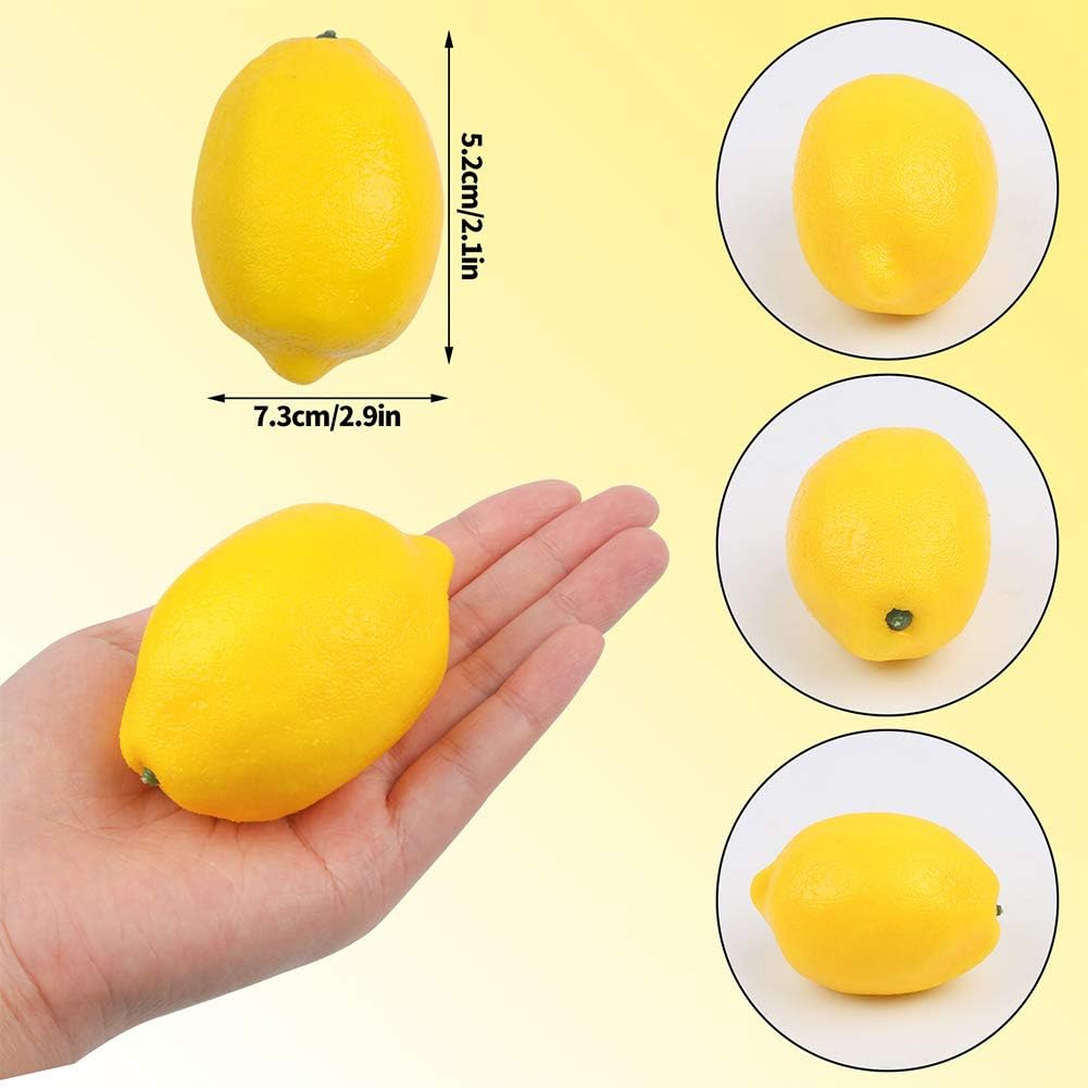 30PCS Artificial Yellow Lemons – Realistic Fake Fruit for Kitchen, Table Decor, Centerpieces, and Photography Props
