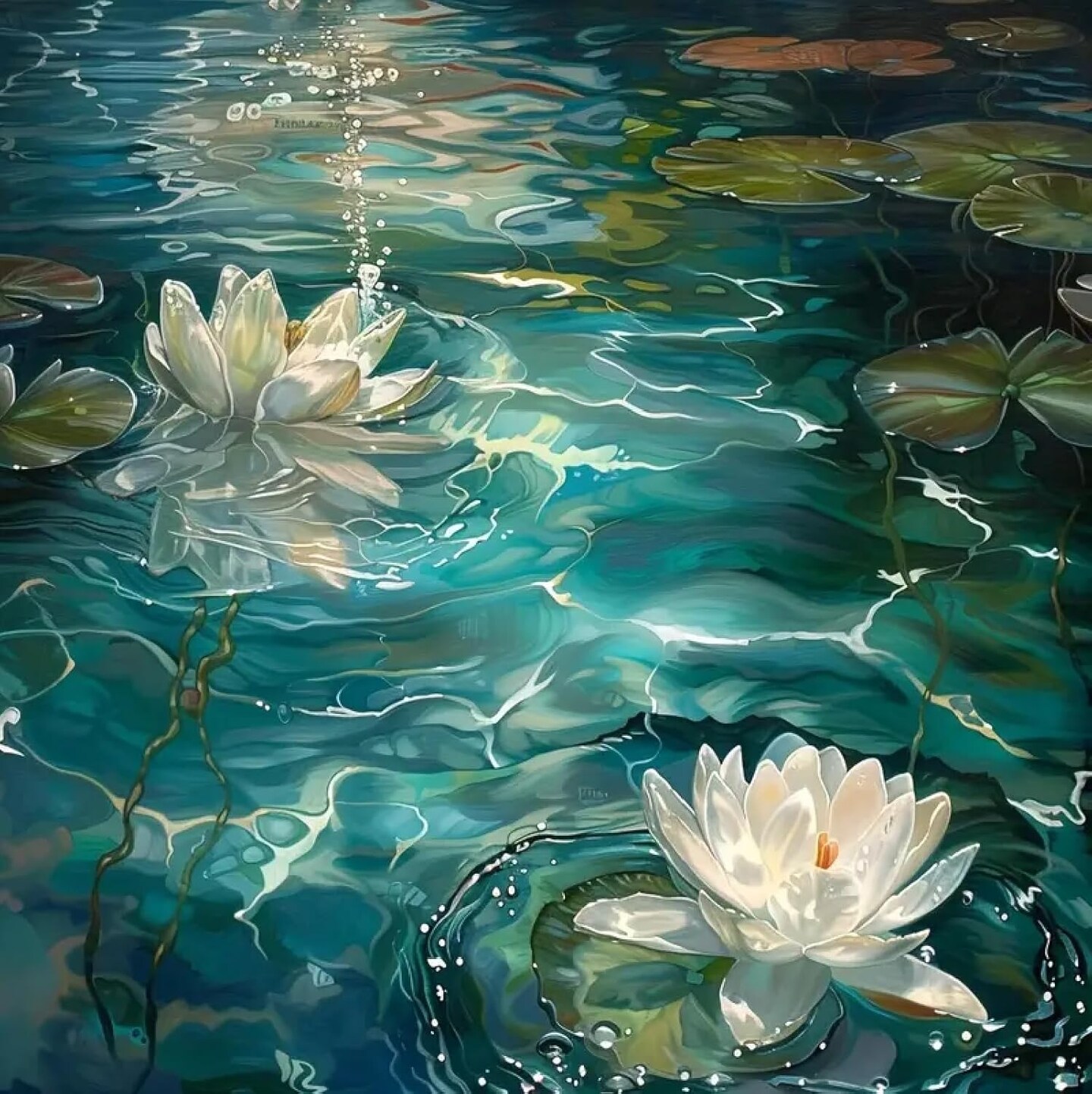 Lotus Flowers Diamond Art Kits for Adults - 12x12 Inch Summer Floral 5D Full Drill Diamond Painting - DIY Round Gem Art Paint by Numbers - Rhinestone Embroidery for Beginners & Home Wall Decor