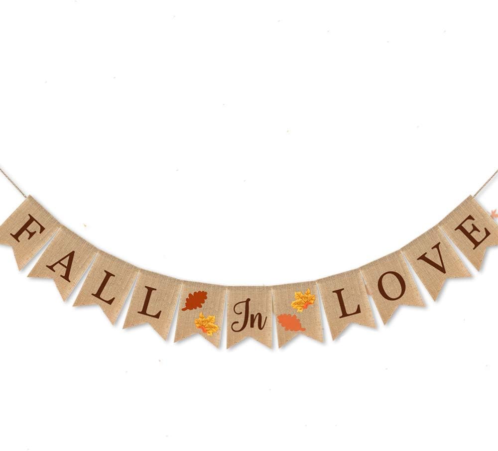 Burlap Fall in Love Banner Fall Autumn Wedding Supplies Engagement Bridal Shower Garland Decoration