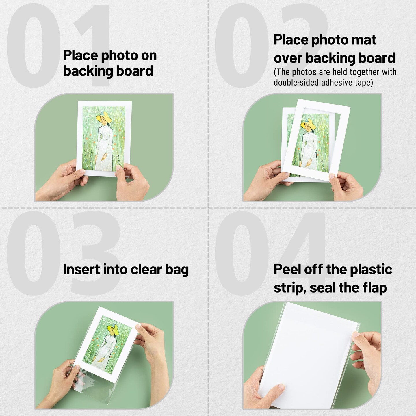 Golden State Art, Pack of 25 White Pre-Cut 5x7 Picture Mat for 4x6 Photo with White Core Bevel Cut Mattes Sets. Includes 25 High Premier Acid Free Bevel Cut Matts & 25 Backing Board & 25 Clear Bags