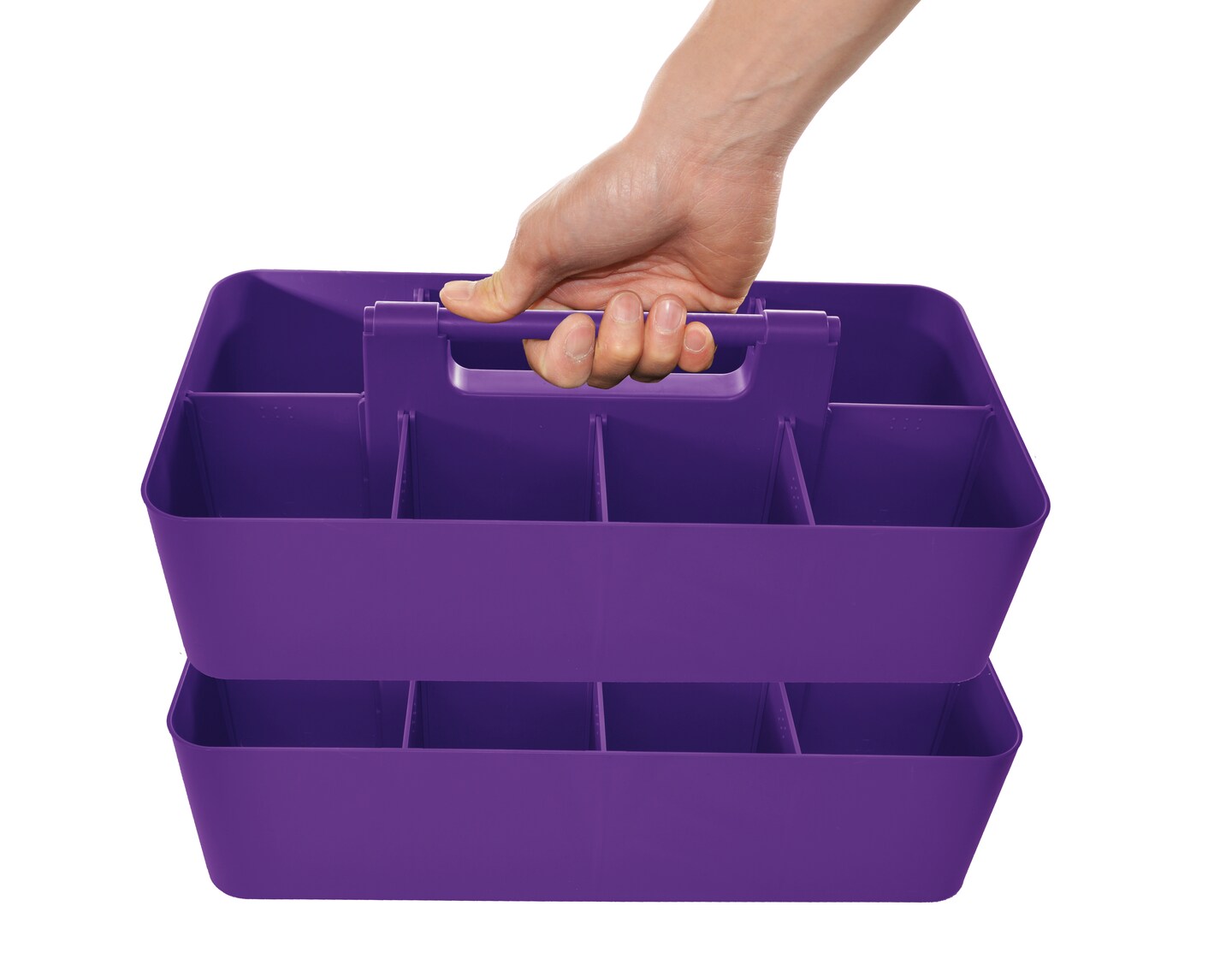 Enjoy Organizer Portable Caddy with Handle – 8-Compartment Storage Bin with Removable Dividers for Office, Crafts, and Home – Made in USA