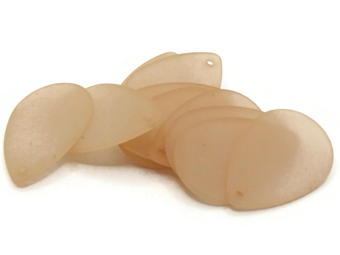 10 25mm Flat Teardrop Frosted Peach Pink Lucite Plastic Beads