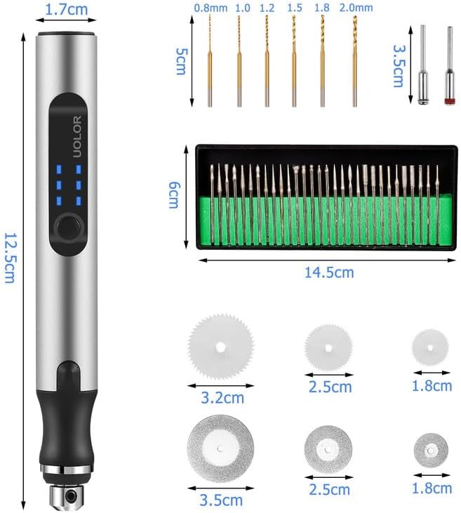 USB Rechargable Engraving Pen with 42 Bits, Mini Electric DIY Engraver Cordless Rotary Tools Portable Engraving Tool for Jewelry Wood Metal Stone Plastic Glass Etching