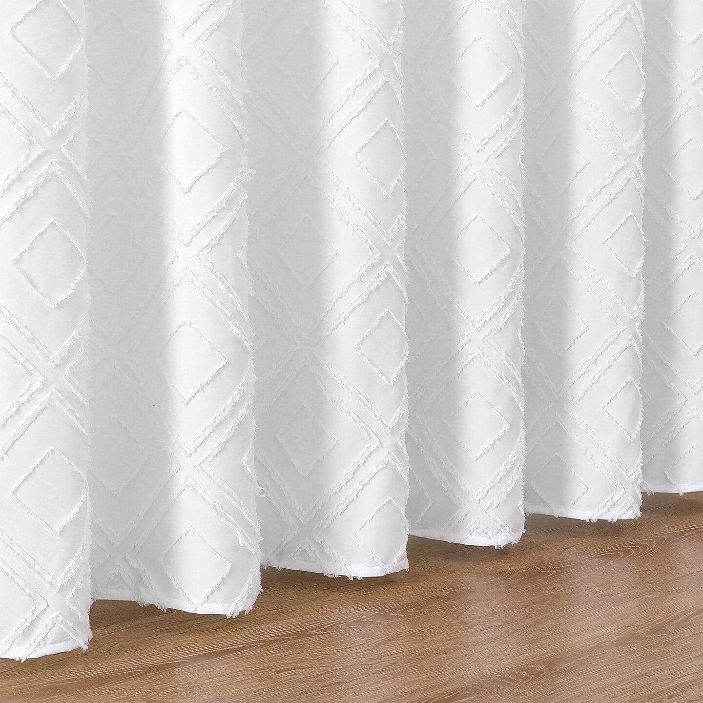 Americanflat 71x71 White Woven Shower Curtain with Tassel And Accents - Includes 12 Grommets and Hooks - 100% Polyester