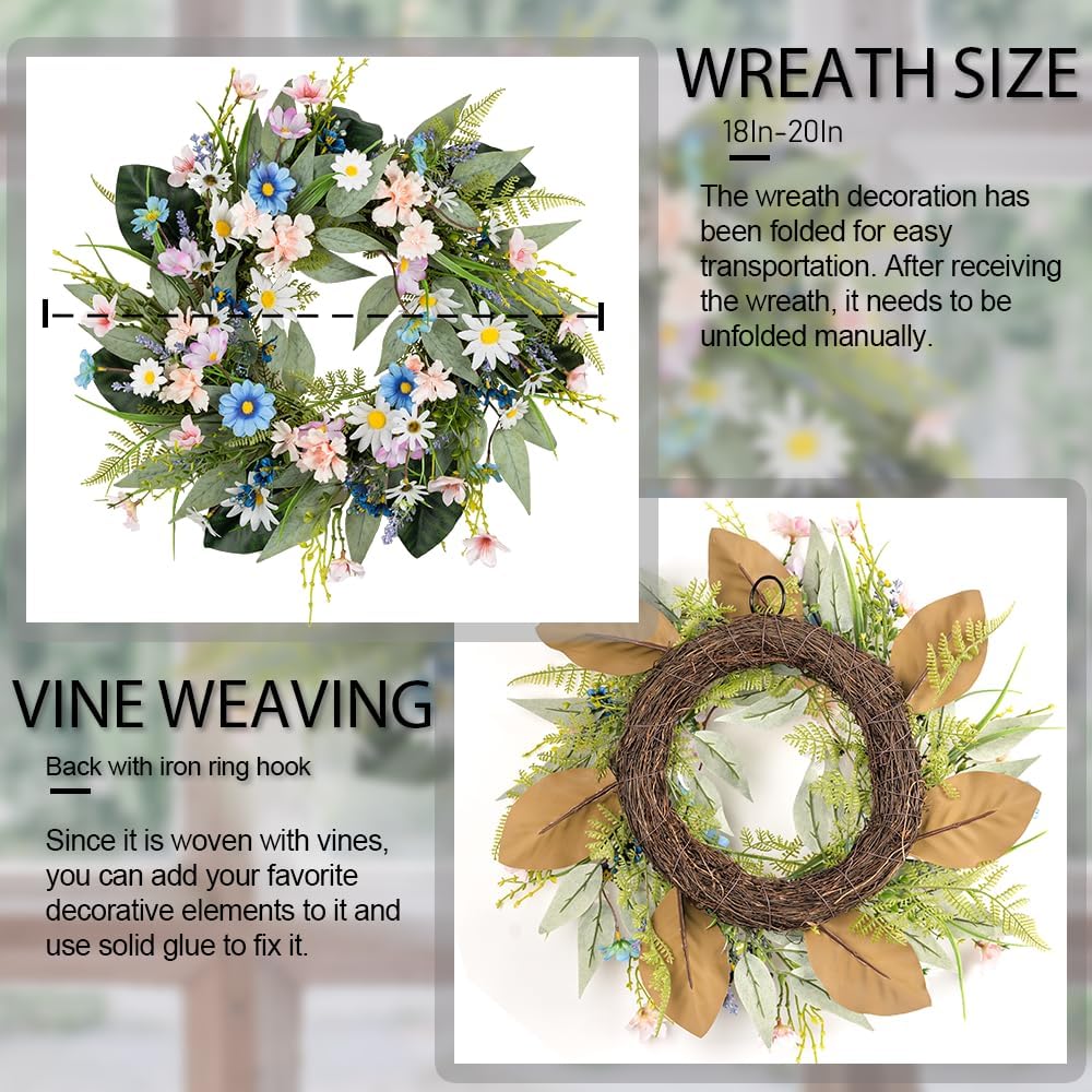 20&#x22; Eucalyptus Spring Wreath &#x2013; Lush Greenery for Front Door, Home &#x26; All-Season D&#xE9;cor