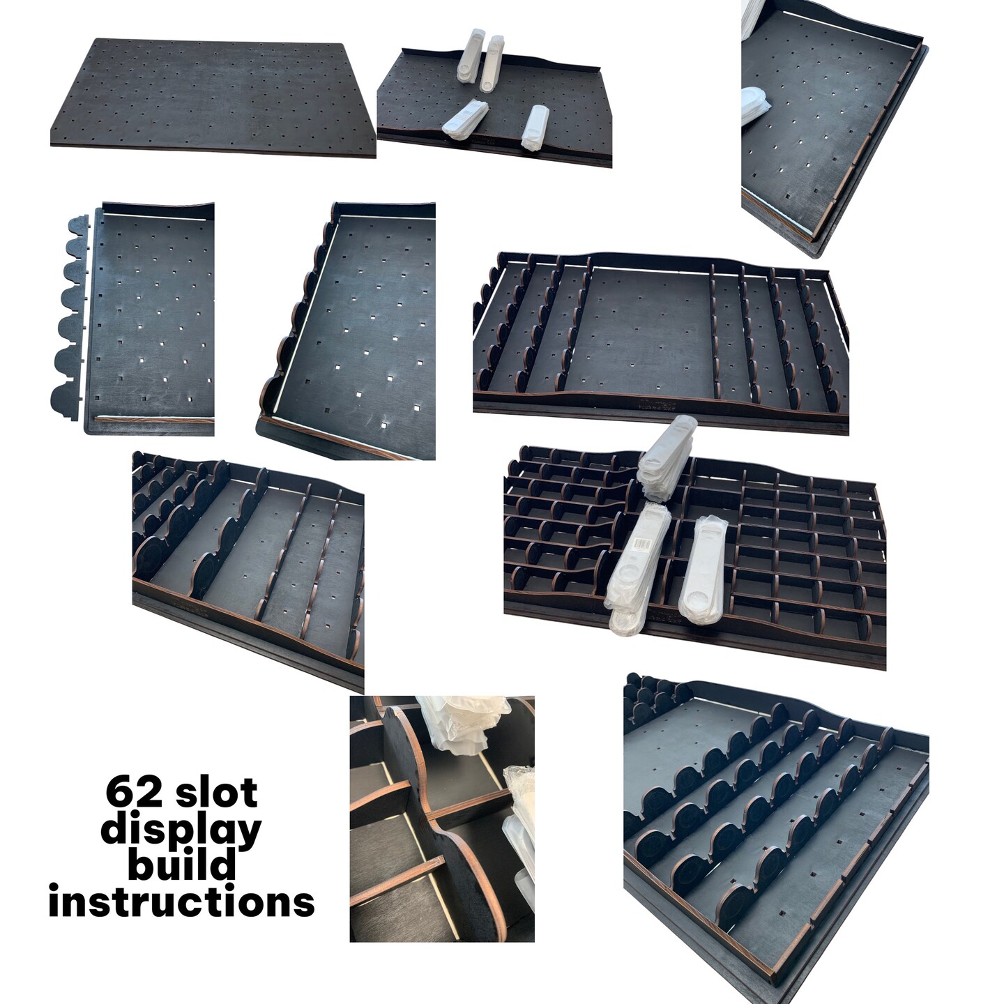 62 Slot Miniature Display Kit for Collectibles (Assembly Required) - 32x17 Raw wood