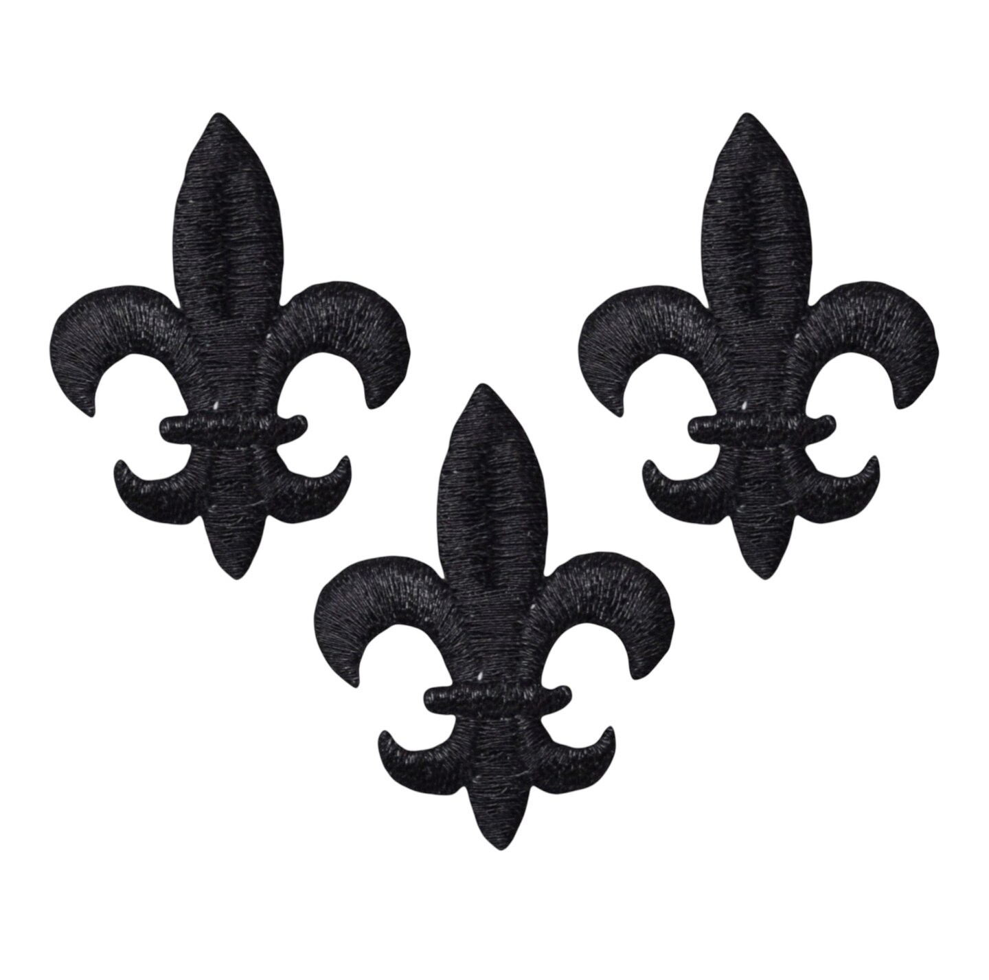 Set of 3, 1.75 inch Black Fleur De Lis - Embroidered, Iron on Patch
