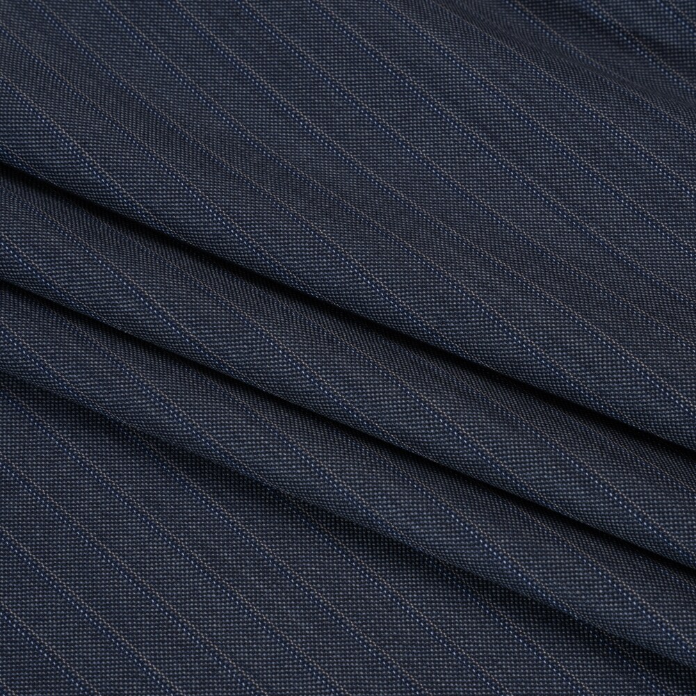 1 Yard Blue Gray and White Shadow Stripes Super 150 Wool Suiting Made in Italy Deadstock 58 Inches Width