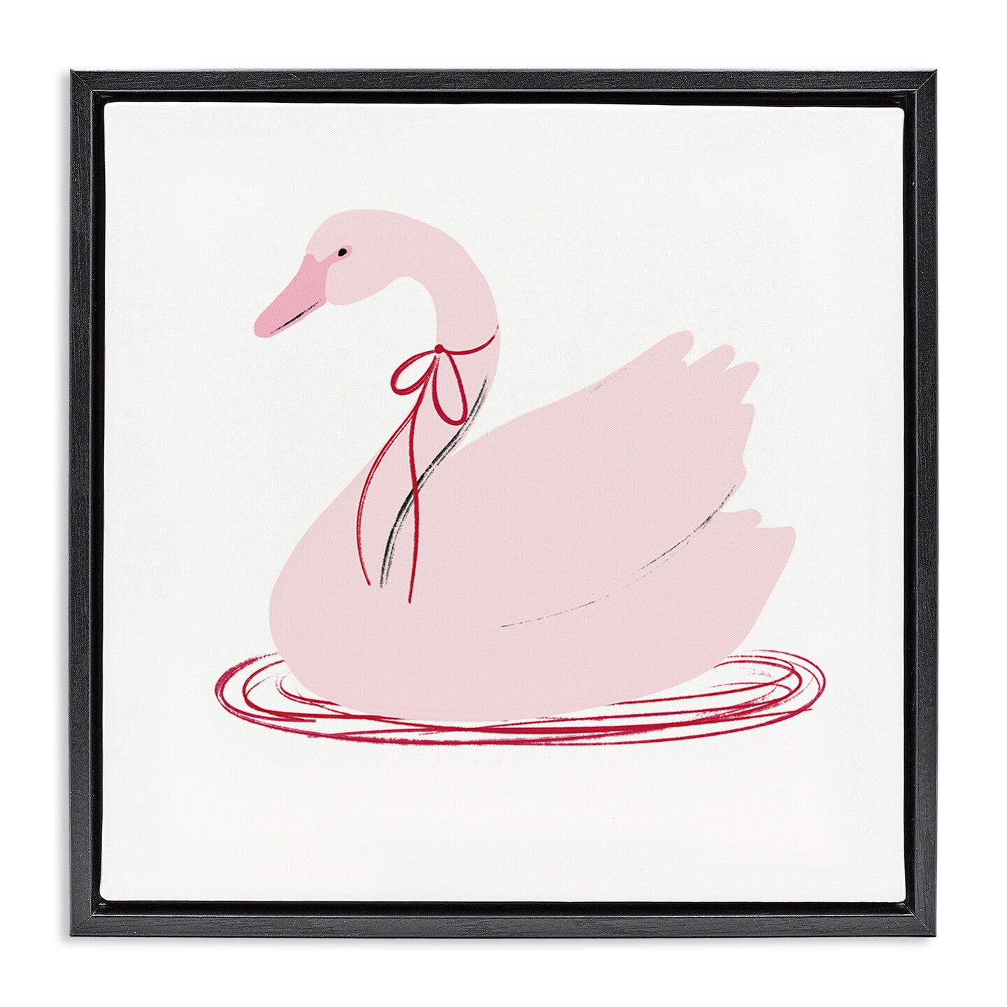 Stupell Industries Pink Swan with Bow Floating Frame, design by Lucille Price