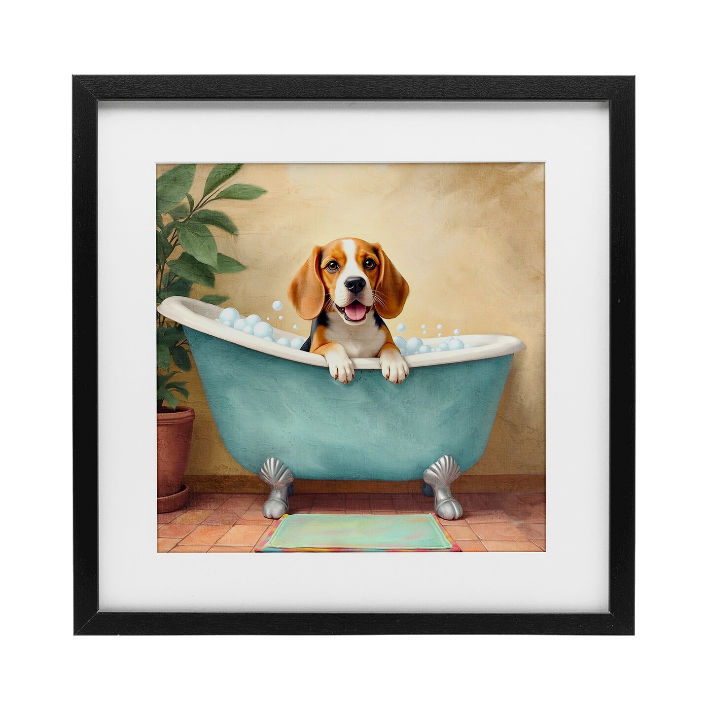 Stupell Industries Bubble Bath Hound Dog Framed Print Under Glass, design by Kim Allen