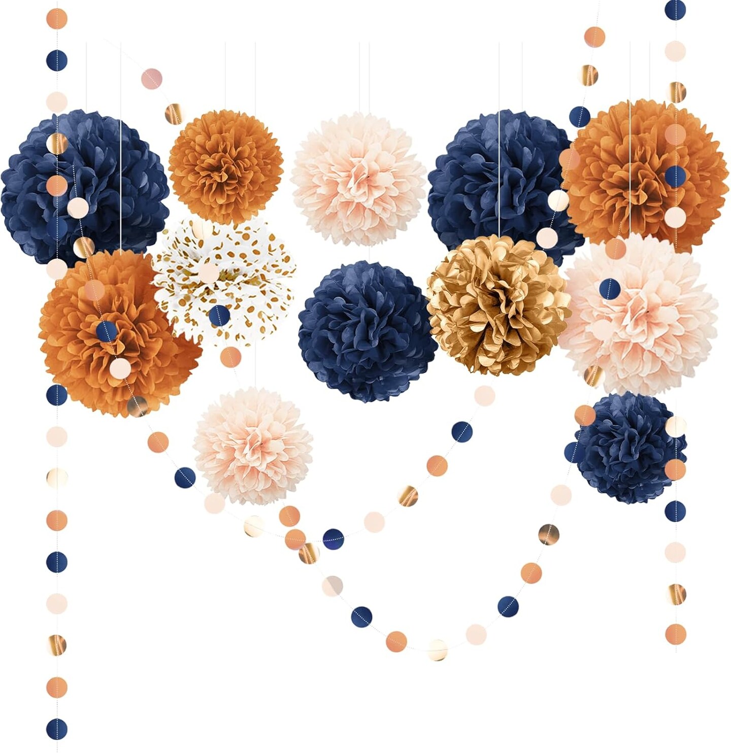 Boho Fall Wedding Party Decorations (Orange Navy)